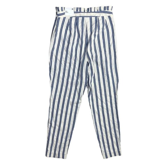Express Women's Paper bag Trouser Pant Blue White Stripe High Rise Size 0 - Picture 3 of 9